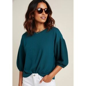 Velvet Graham‎ Spencer Margot Knit Top Womens S Teal Oversized Modern Boho Chic